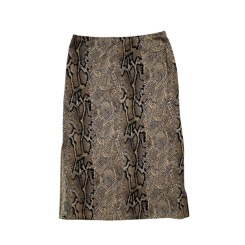 90s Forever 21 Snakeskin Print Midi Skirt